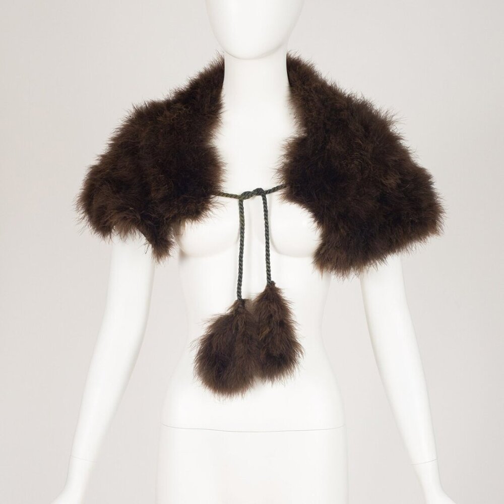 1920s Vintage Brown Ostrich Feather Capelet Shrug
